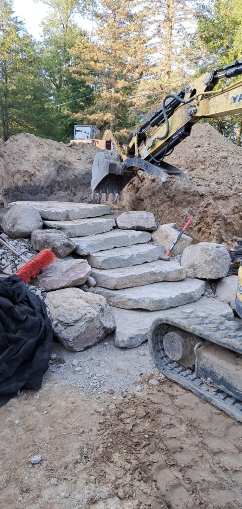 Flagstone stairs — Rock Solid Excavation, Michigan